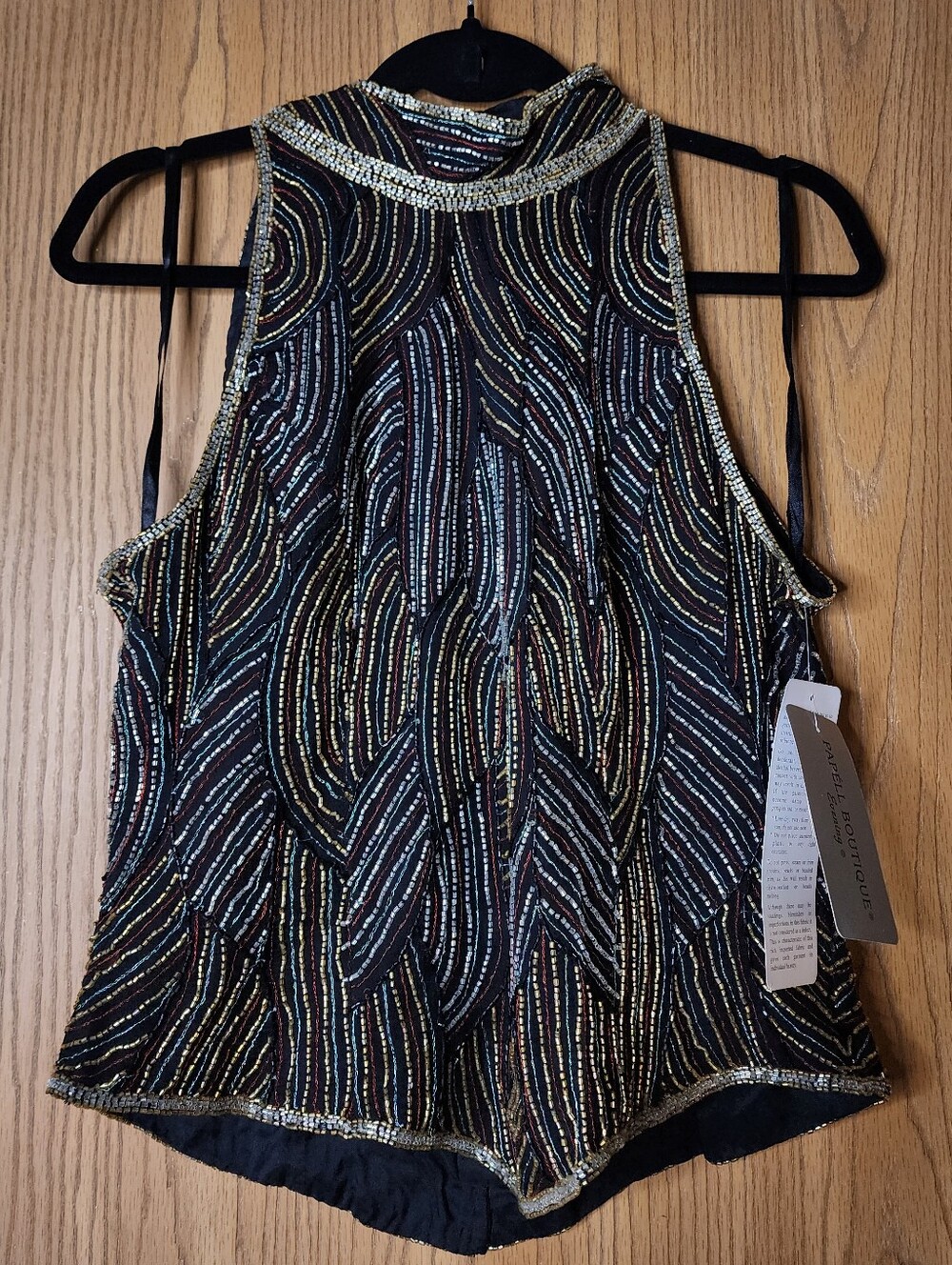 Vintage Papell Boutique Evening Beaded Top 100% Silk NWT